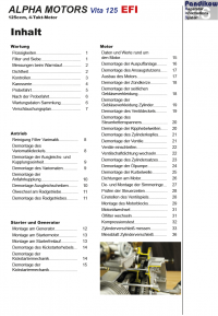 Reparaturanleitung RIS, Alpha Motors Vita 125 EFI, 4T, Antrieb und Motor