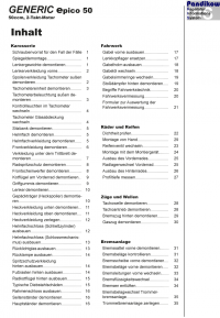 Reparaturanleitung RIS Generic epico 50 2 Takt, Karosserie, Fahrwerk und Bremsanlage