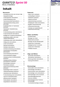 Reparaturanleitung RIS, Giantco Sprint 50, 4T, Karosserie, Fahrwerk und Bremsanlage