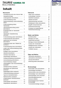 Reparaturanleitung RIS Tauris Samba 50 Karosserie, Fahrwerk und Bremsanlage