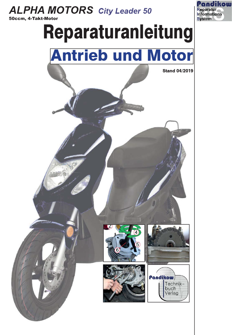 Pandikow EBook Reparaturanleitung RIS, Benzhou YY50QT-15, 4T, Antrieb Und Motor, Roller, Motorroller, Werkstatthandbuch