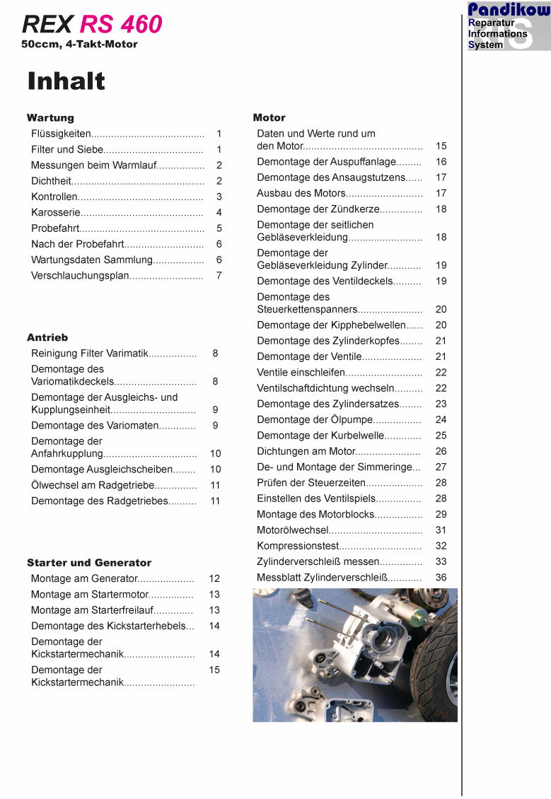 Pandikow Buch Reparaturanleitung RIS Rex RS 460 4T Antrieb und Motor ...